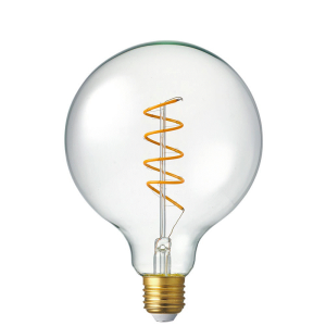 LED Twisted filament bulb G125 golden glass, long  filament, Glass, 125*178, E27, 2200K