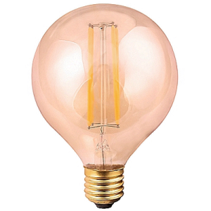 LED filament bulb G95 golden glass, long  filament, Glass, 95*133, E27, 2200K